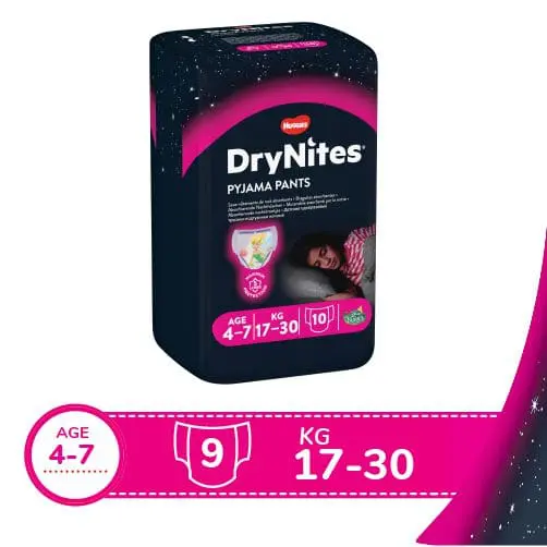 Huggies Drynites Girl 4-7Yrs,17-30Kgs, 10S