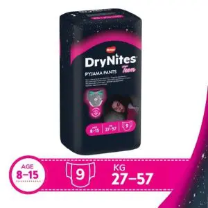 Huggies Drynites Girl 8-15Yrs, 27-57 Kgs, 9S