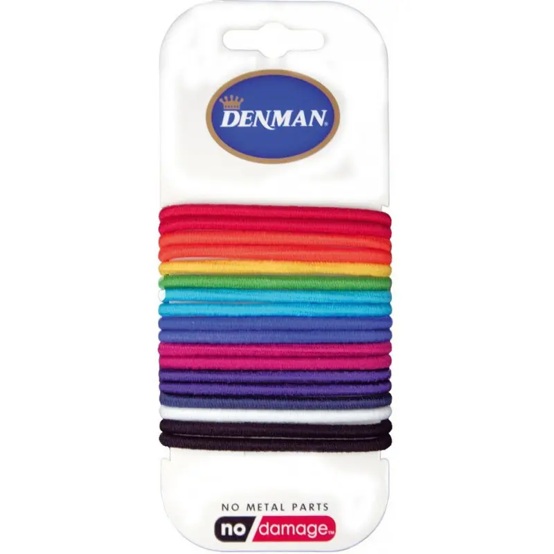 Denman Elastic Bands Bright Large 4Mm - 18Pc -71015D