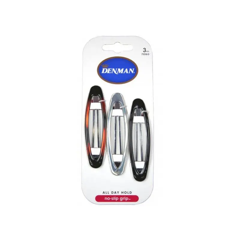 Denman Oval Clips Non-Slip 8Cm 3Pc -71018D