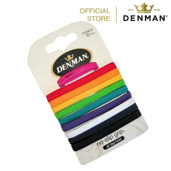 Denman Elastic Bands No-Slip Pastel 10Pc -71207D