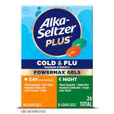 Alka Seltzer Plus Cold & Flu Powermax Day & Night Gels 24S