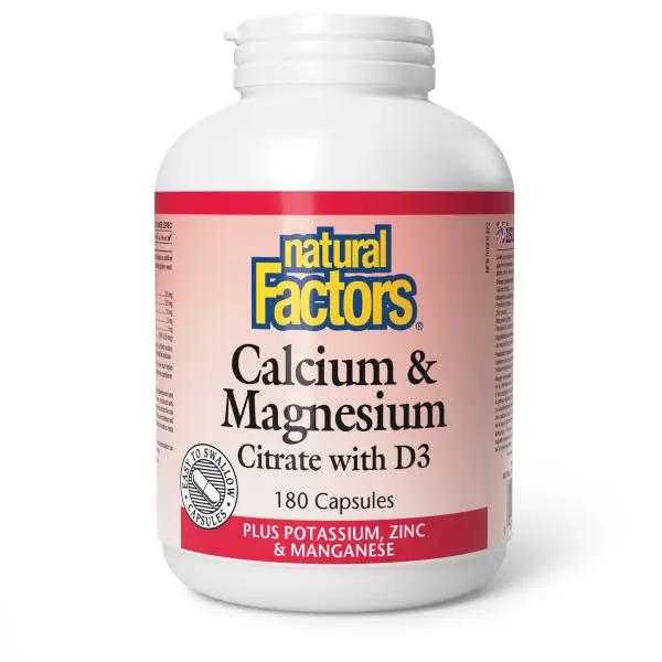 Natural Factors Calcium & Magnesium Citrate With D3 Plus Potassium, Zinc & Manganese 180's